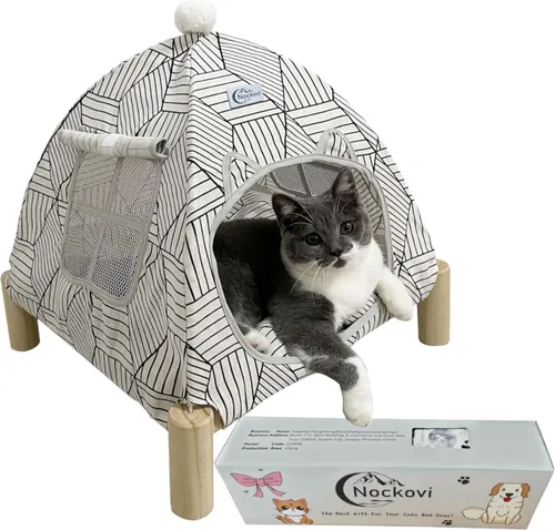 Vista 8 de Tienda de campaña para mascotas de diseño abierto, acogedora cama de monitoreo para gatos y cachorros, paredes de malla transpirable para seguridad