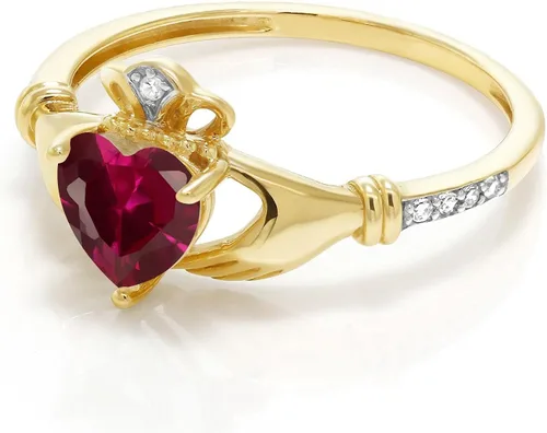 Vista 93 de Gem Stone King Anillo de compromiso claddagh celta irlandés de oro amarillo de 10 quilates con piedra preciosa en forma de corazón de 0.236 in