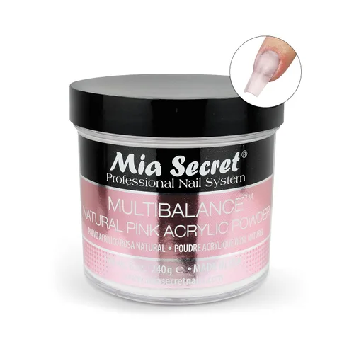 Vista 2 de Mia Secret Multibalance - Polvo acrílico para uñas, color rosa natural, 8 onzas