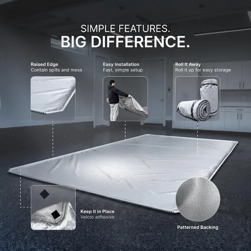 Vista 3 de Coco Mats N' More Garage Containment Mats – Heavy-Duty Reversible Floor Mat Bike