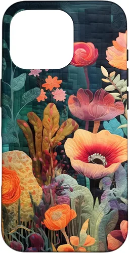 Vista 20 de iPhone 16 Flores coloridas en funda de edredón óptica, flores