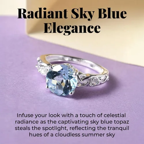 Vista 5 de Shop LC Blue Topaz Birthstone Ring for Women in 925 Sterling Silver Topacio azul