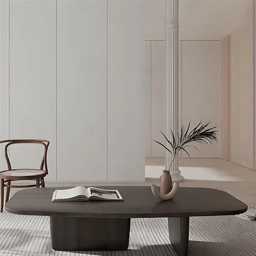Vista 5 de Mesa de café rectangular de madera rústica, mesa de cóctel rectangular de madera con 2 patas, casa de campo simple y moderna para sala de estar Negro