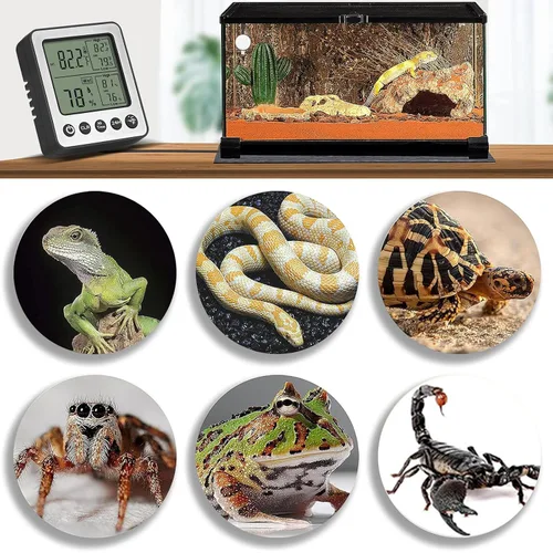 Vista 7 de Termómetro Digital para Refrigerador y Congelador con Sensor Extra Termómetro para Reptiles Higrómetro Máximo y Mínimo Recordatorio Negro ZZ20