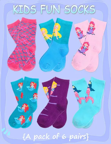 Vista 7 de Anlisim Calcetines de algodón suave para niñas, diseño de animales, de dibujos animados, paquete de 6