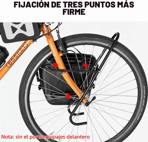 Vista 4 de ROCKBROS Bolsa de alforjas delanteras enrollables Bolsa de rack frontal para bicicleta Paquete de estante resistente con asa de transporte y correa