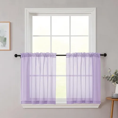 Vista 230 de 2 paneles de cortinas traslúcidas blancas para dormitorio, sala de estar, 96 pulgadas de largo, modernas, suaves, ligeras, con bolsillo para barra