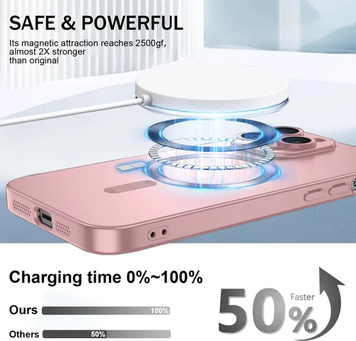Vista 2 de Funda magnética para iPhone 13 Pro MagSafe con protector de lente de cámara, funda completa de protección delgada y suave, a prueba de golpes