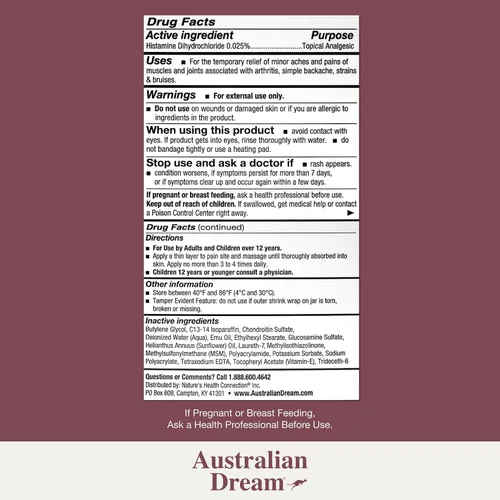 Vista 2 de Australian Dream Crema para aliviar el dolor de artritis, calmante y no grasosa, potente alivio del dolor tópico de la artritis, buena para dolores