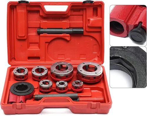 Vista 4 de Futchoy BSTP - Kit de roscadores de tubos tipo trinquete de 3/8", 1/2", 3/4", 1", 1-1/4", 1-1/2" y 2" Juego de herramientas de enhebrador de tubos