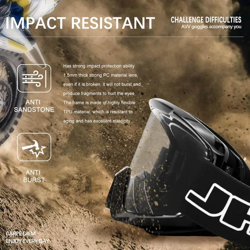 Vista 5 de AVV Gafas de motocicleta para hombres y mujeres – Gafas de motocross ATV resistentes al viento, gafas anti UV todoterreno para montar MTB Motocross