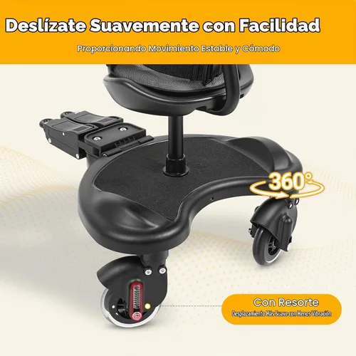 Vista 3 de Tabla para cochecito, tabla de montar de hierro de PVC para niños pequeños, plataforma de pie y sentado, conector ajustable, capacidad de 55 libras