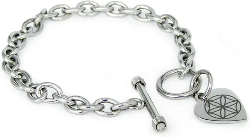 Vista 47 de Pulsera y Collar con Dijes de Símbolos de Corazón de Acero Inoxidable Solo pulsera de plata