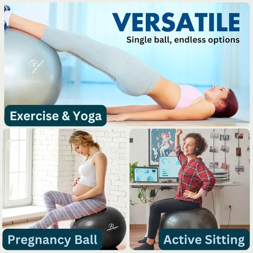 Vista 6 de ProBody Pilates Yoga Ball Chair, Exercise Ball Chair with Base or Stand for Home Office Desk Sitting or Workout, Balance Ball & Stability Ball Seat
