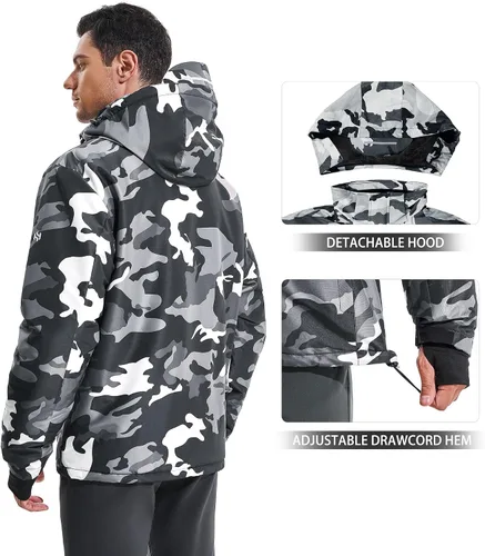 Vista 2 de Heathyoga Chaqueta de esquí impermeable para hombre, chaqueta de snowboard para hombre, chaqueta de nieve, chaquetas de esquí, chaquetas