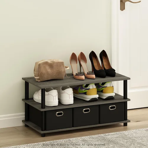 Vista 11 de Furinno Turn-N-Tube - Zapatero estrecho de 3 niveles, zapatero con organizador curvado independiente, 11.7 x 23.6 x 21.9 pulgadas, para entrada