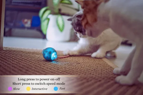 Vista 4 de Juguetes interactivos para gatos de interior Calidad premium con 3 colas desmontables Modos de velocidad automáticos con movimiento real