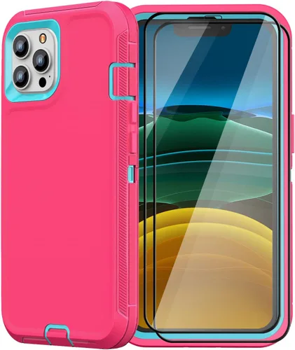 Vista 10 de Funda resistente para iPhone 11 Pro Max con 2 protectores de vidrio templado, grado militar, a prueba de golpes, color negro
