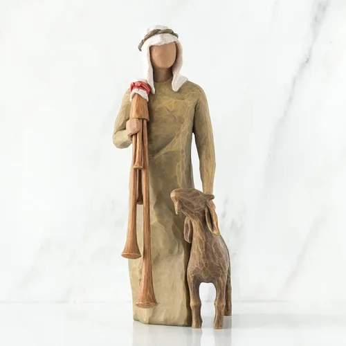 Vista 2 de Willow Tree Zampognaro (Pastor con Gaita), Un Regalo de Pastor, una Melodía Alegre, proclamando Las Noticias Expande y Eleva tu Colección