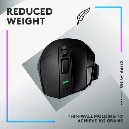 Vista 7 de Logitech G502 X Lightspeed - Mouse inalámbrico para juegos, color negro, Sensor Hero, 25,600 DPI, 13 botones programables, interruptores LIGHTFORCE