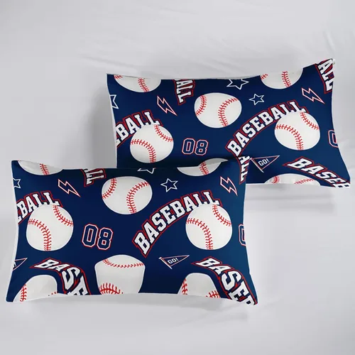 Vista 6 de QOOMO Sábanas de béisbol, sábanas deportivas para niños y adolescentes, bolsillo profundo de 16 pulgadas, juego de 4 piezas, tamaño individual