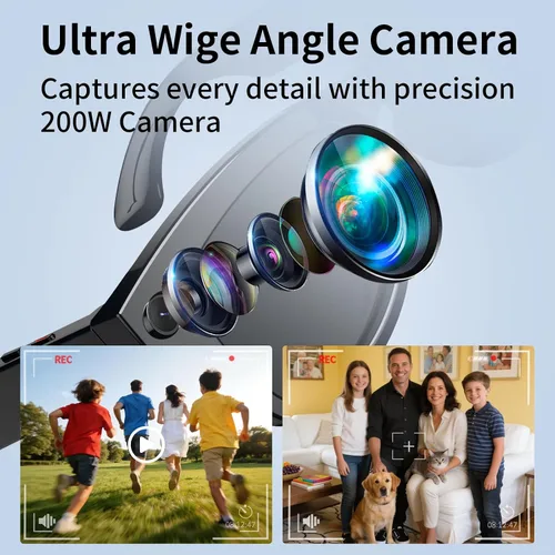 Vista 2 de Lentes inteligentes AI con estabilización de cámara, grabación de video POV de 8 MP, traducción AI en tiempo real, asistente inteligente