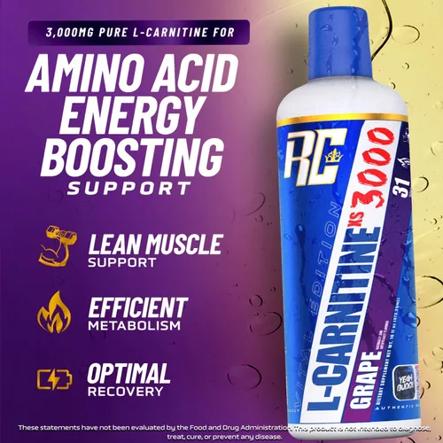 Vista 2 de Ronnie Coleman Signature Series L-Carnitine XS 3000 Líquido, metabolismo de aminoácidos y apoyo de fuerza muscular magra, sin estimulantes, sin