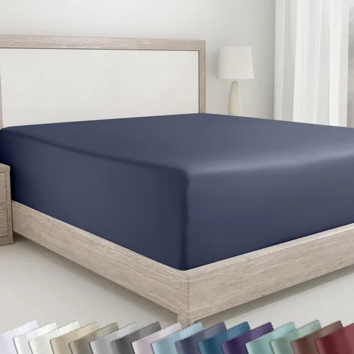 Vista 10 de California Design Den - Sábana bajera ajustable blanca, 100% algodón de 400 hilos, sábanas refrescantes de satén, no elástico que se desprende