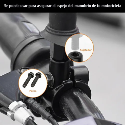 Vista 3 de 2 piezas de soporte de montaje para espejo de manillar de motocicleta, abrazadera de montaje de rosca de espejo de aluminio de 7/8", adaptador