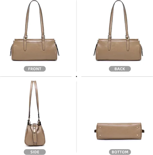 Vista 4 de Dasein Bolsos Hobo para mujer, de cuero vegano suave, con 3 compartimentos, múltiples bolsillos