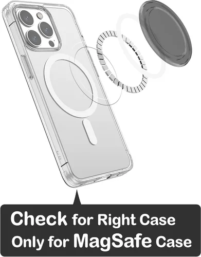 Vista 3 de metisinno Base magnética compatible con agarres de teléfono PopSocket y fundas MagSafe para iPhone, color negro translúcido