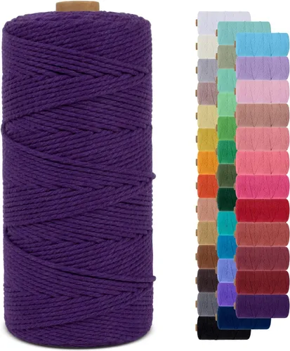 Vista 118 de Cordón de macramé de 0.079 pulgadas, cuerda de algodón natural de 109 yardas, hilo de cuerda de macramé para manualidades, ganchos de pared