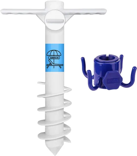 Vista 9 de AMMSUN Ancla de arena para sombrilla de playa, resistente, base de sombrilla para exteriores con 5 tornillos en espiral, universal y talla única