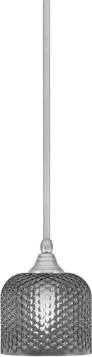 Vista 256 de Toltec Lighting Tallo Colgado Mini colgante, acabado de cobre negro, 3.5" cuadrado humo burbuja vidrio