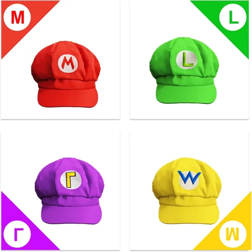 Vista 3 de Juego de 4 disfraces de Halloween de Super Bros para adultos, accesorios de sombreros de Super Bros Mary Luigi, gorras, bigotes, tirantes, guantes