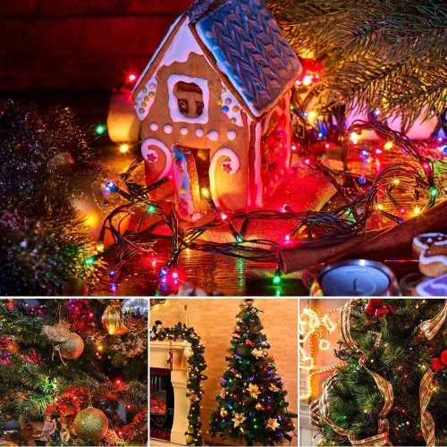Vista 6 de Luces de Navidad operadas por batería - 132 pies, 300 LED, 8 modos, impermeables para interiores y exteriores, luces de hadas, tiras de luces
