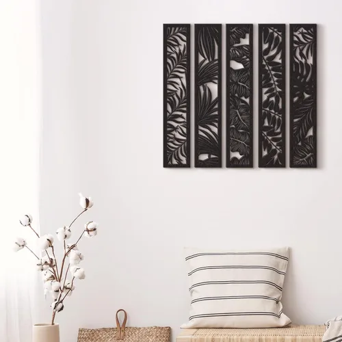 Vista 7 de Blulu 5 piezas de arte de pared de madera hueca para decoración de pared, paneles de madera para decoración del hogar, dormitorio, sala de estar
