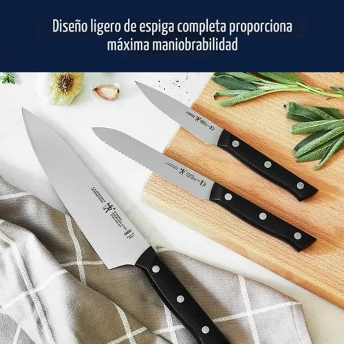 Vista 8 de HENCKELS Dynamic Razor-Sharp - Juego de cuchillos de 12 piezas, cuchillo de chef, cuchillo de pan, cuchillo de carne, diseño alemán informado por