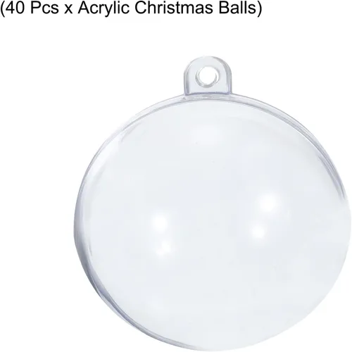 Vista 3 de MECCANIXITY 40 bolas de plástico transparente de 1.57 pulgadas para adornos de Navidad, bolas acrílicas para manualidades, árboles de Navidad