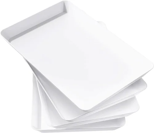 Vista 16 de Lifewit - 4 bandejas de servir para suministros de fiesta, plato de plástico reutilizable para servir alimentos para postres, aperitivos, frutas