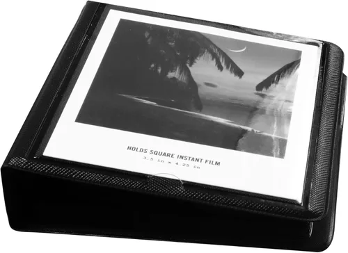 Vista 3 de Álbum de fotos de 33 bolsillos para cámara instantánea Polaroid, apto para fotos de 3.5 x 4.25 pulgadas, material de PVC y resistente al agua Negro