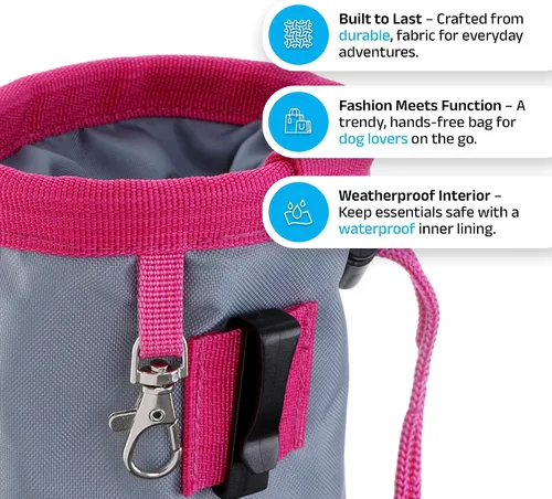 Vista 2 de DOOG Bolsa con clip para perros (pequeña), bolsa compacta de recompensa para entrenamiento de cachorros con clip seguro para la cintura, cierre