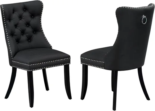 Vista 4 de East West Furniture DUDA7-BLK-12 - Juego de mesa y sillas de cocina de 7 piezas, consta de una mesa de comedor rectangular y 6 sillas Parson