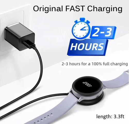 Vista 2 de Cargador USB para Samsung Galaxy Watch, base de carga compatible con Samsung Galaxy Watch 6/6 Classic/5 Pro/5/4/4 Classic/ 3/Active 2/Active, 3.3