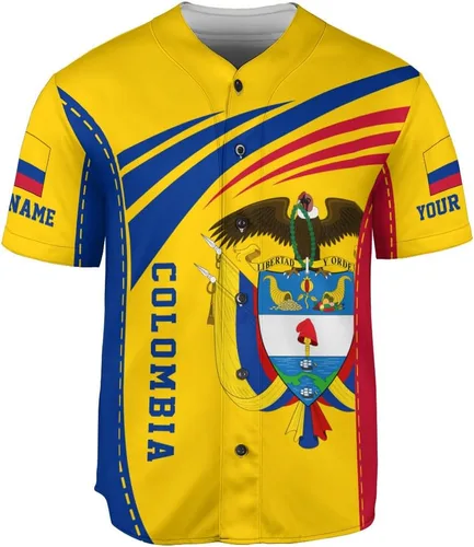 Vista 2 de Camiseta personalizada de béisbol de Colombia, camiseta de béisbol Colombia FLag Pride Camiseta Beisbol Colombiana
