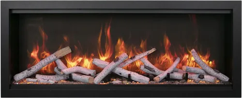Vista 2 de Amantii SYM-60-XT-BESPOKE Symmetry - Chimenea eléctrica empotrada extra alta de 60 pulgadas para interiores y exteriores, altavoz Bluetooth WiFi