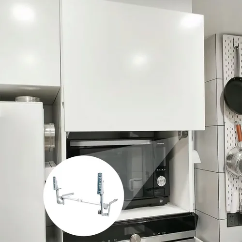 Vista 8 de Howhy Juego de bisagras de puerta de gabinete, bisagras de mecanismo de cocina con brazo neumático de elevación vertical con cierre lento