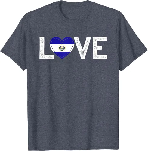 Vista 62 de Camiseta de regalo con la bandera de El Salvador LOVE, Negro, S