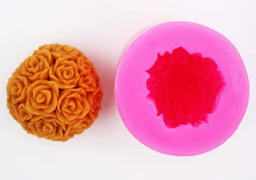 Vista 4 de Moldes de silicona con forma de bola de rosa, molde de silicona para hacer velas, jabón, tartas, manualidades, moldes para bricolaje