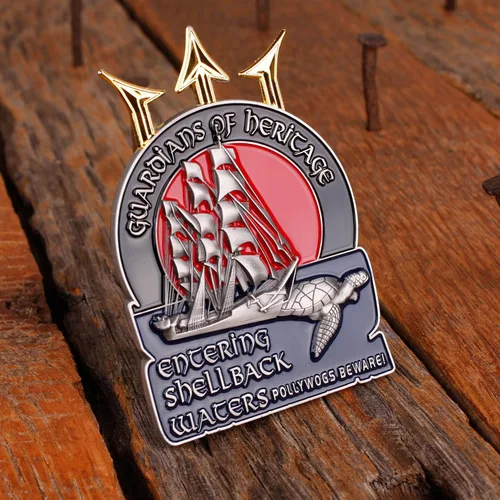 Vista 4 de Moneda de desafío Shellback – Moneda de Shellbacks Militar Unreal – Diseñada por veteranos militares